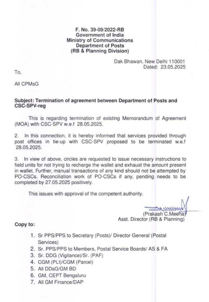 CSC services will no longer be available in post offices