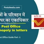 पत्रों के परिवहन में डाकघर का एकाधिकार | Post Office Monopoly in letters Exclusive Privilege Explained